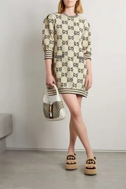 GUCCI Love Parade Minikleid Aus Jacquard-Strick Aus Einer Baumwollmischung ,Creme -Gucci Verkäufe w920 q60 337
