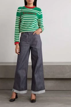 GUCCI Hoch Sitzende Jeans Mit Weitem Bein Und Horsebit-Details ,Dunkler Denim -Gucci Verkäufe w920 q60 369