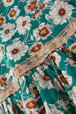 GUCCI Midirock Aus Baumwollpopeline Mit Blumenprint, Spitzenbesätzen Und Falten ,Blau -Gucci Verkäufe w920 q60 406