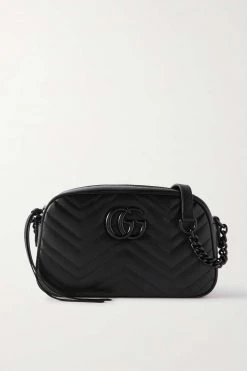 GUCCI GG Marmont Camera 2.0 Mini Schultertasche Aus Gestepptem Leder ,Schwarz