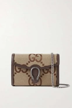 GUCCI Dionysus Jumbo GG Schultertasche Aus Canvas Mit Jacquard-Muster Und Lederbesätzen ,Camel
