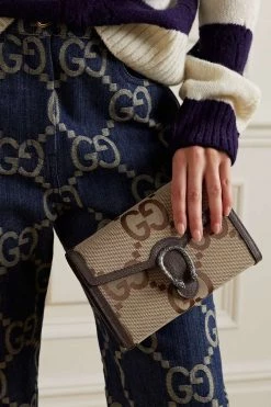 GUCCI Dionysus Jumbo GG Schultertasche Aus Canvas Mit Jacquard-Muster Und Lederbesätzen ,Camel -Gucci Verkäufe w920 q60 422