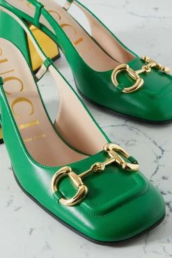 GUCCI Baby Slingback-Pumps Aus Leder Mit Horsebit-Detail ,Grün -Gucci Verkäufe w920 q60 46