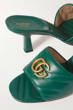 GUCCI Marmont Mules Aus Gestepptem Leder Mit Logoverzierung ,Smaragdgrün -Gucci Verkäufe w920 q60 461
