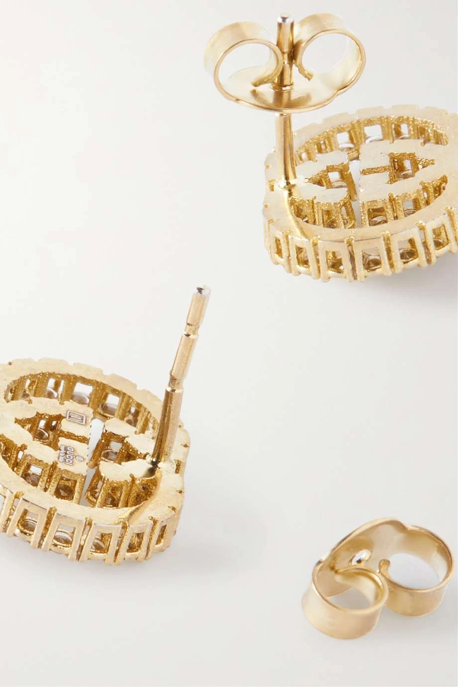 GUCCI GG Goldfarbene Ohrringe Mit Kristallen Und Kunstperlen 3 GUCCI GG Goldfarbene Ohrringe Mit Kristallen Und Kunstperlen – Bild 3