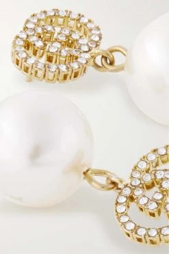 GUCCI GG Goldfarbene Ohrringe Mit Kristallen Und Kunstperlen 7 GUCCI GG Goldfarbene Ohrringe Mit Kristallen Und Kunstperlen -Gucci Verkäufe w920 q60 465