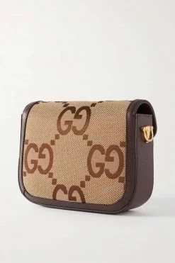 GUCCI Horsebit 1955 Jumbo GG Mini Schultertasche Aus Canvas Mit Jacquard-Muster Und Lederbesätzen ,Camel -Gucci Verkäufe w920 q60 474