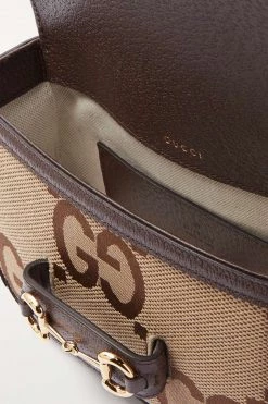 GUCCI Horsebit 1955 Jumbo GG Mini Schultertasche Aus Canvas Mit Jacquard-Muster Und Lederbesätzen ,Camel -Gucci Verkäufe w920 q60 476