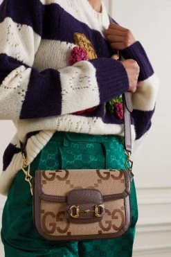 GUCCI Horsebit 1955 Jumbo GG Mini Schultertasche Aus Canvas Mit Jacquard-Muster Und Lederbesätzen ,Camel -Gucci Verkäufe w920 q60 478