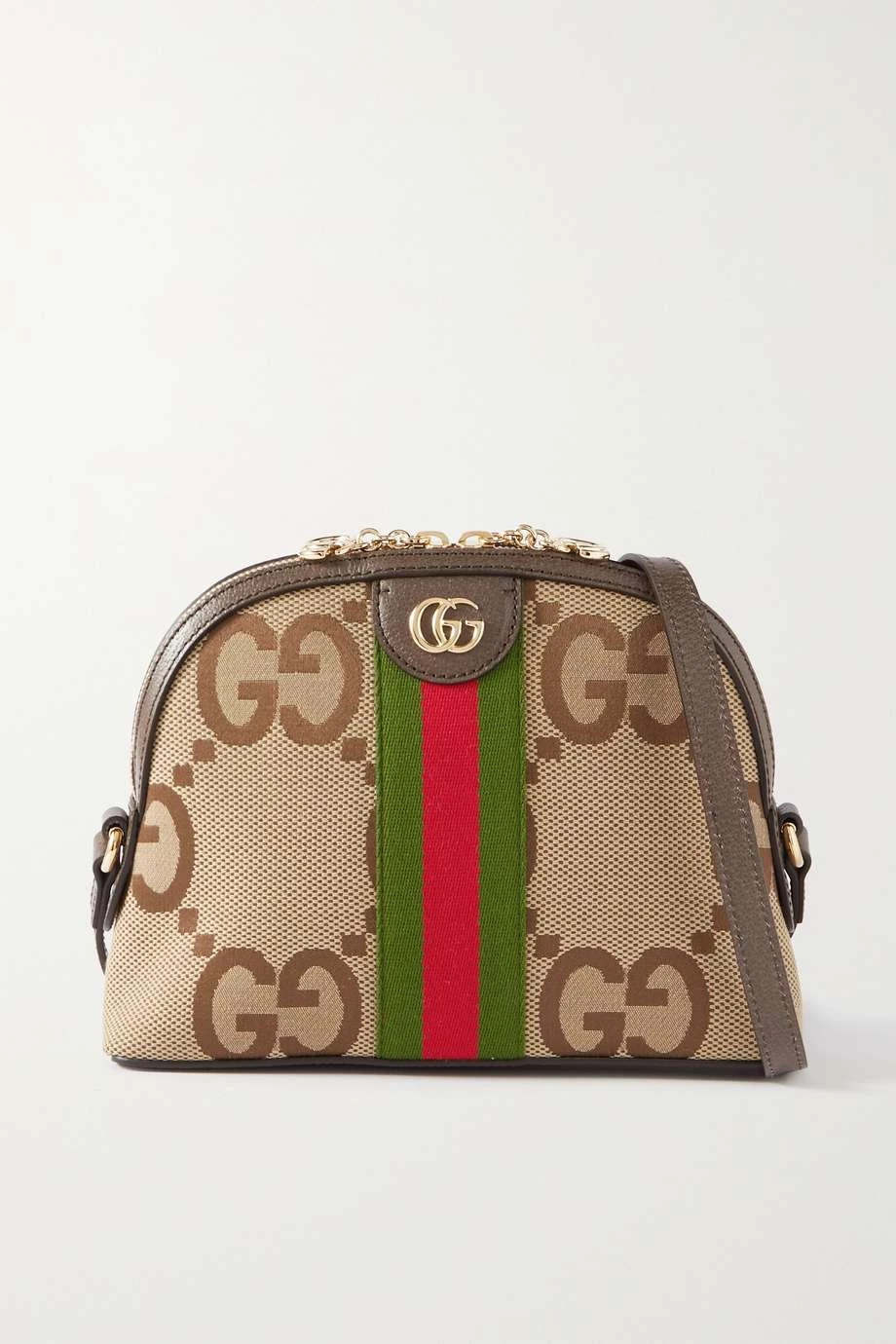 GUCCI Ophidia Kleine Schultertasche Aus Canvas Mit Jacquardmuster Und Besätzen Aus Strukturiertem Leder ,Camel 1 GUCCI Ophidia Kleine Schultertasche Aus Canvas Mit Jacquardmuster Und Besätzen Aus Strukturiertem Leder ,Camel