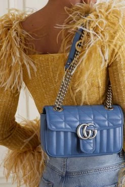 GUCCI GG Marmont 2.0 Kleine Schultertasche Aus Gestepptem Leder ,Blau -Gucci Verkäufe w920 q60 508