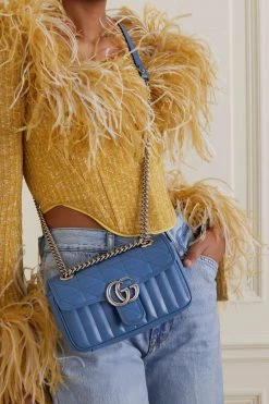 GUCCI GG Marmont 2.0 Kleine Schultertasche Aus Gestepptem Leder ,Blau -Gucci Verkäufe w920 q60 509