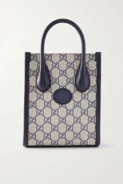 GUCCI GG Mini Tote Aus Beschichtetem Canvas Mit Print Und Lederbesätzen ,Blau