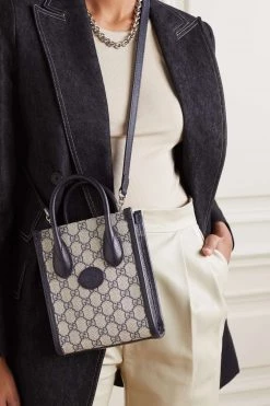 GUCCI GG Mini Tote Aus Beschichtetem Canvas Mit Print Und Lederbesätzen ,Blau -Gucci Verkäufe w920 q60 525