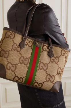 GUCCI Ophidia Jumbo GG Mittelgroße Tote Aus Canvas Mit Jacquard-Muster Und Lederbesätzen ,Camel -Gucci Verkäufe w920 q60 531