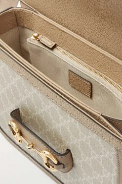 GUCCI Horsebit 1955 Schultertasche Aus Bedrucktem Beschichtetem Canvas Mit Lederbesätzen ,Neutral -Gucci Verkäufe w920 q60 536