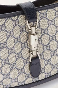 GUCCI Jackie 1961 Kleine Schultertasche Aus Bedrucktem Beschichtetem Canvas Mit Lederbesätzen ,Blau -Gucci Verkäufe w920 q60 546