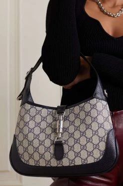 GUCCI Jackie 1961 Kleine Schultertasche Aus Bedrucktem Beschichtetem Canvas Mit Lederbesätzen ,Blau -Gucci Verkäufe w920 q60 549