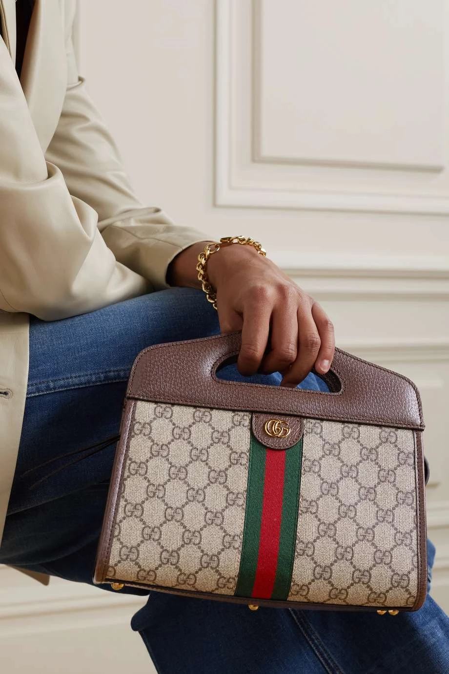 GUCCI Ophidia Kleine Tote Aus Beschichtetem Canvas Mit Print Und Lederbesätzen ,Beige 7 GUCCI Ophidia Kleine Tote Aus Beschichtetem Canvas Mit Print Und Lederbesätzen ,Beige – Bild 7