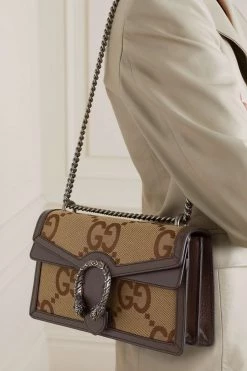 GUCCI Dionysus Jumbo GG Schultertasche Aus Canvas Mit Jacquard-Muster Und Lederbesätzen ,Braun -Gucci Verkäufe w920 q60 568
