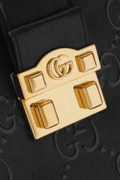 GUCCI Schultertasche Aus Geprägtem Leder ,Schwarz -Gucci Verkäufe w920 q60 583