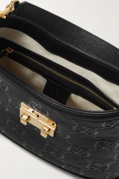 GUCCI Schultertasche Aus Geprägtem Leder ,Schwarz -Gucci Verkäufe w920 q60 584