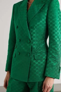 GUCCI Aria Doppelreihiger Blazer Aus Jacquard Aus Einer Baumwollmischung ,Grün -Gucci Verkäufe w920 q60 594