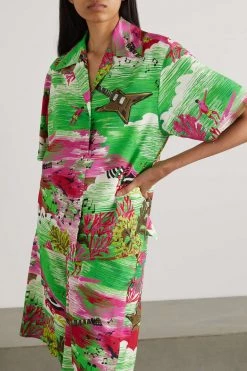 GUCCI Love Parade Hemd Aus Bedrucktem Twill ,Grün -Gucci Verkäufe w920 q60 6