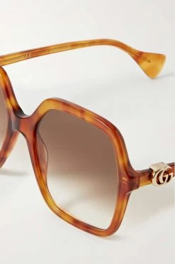 GUCCI EYEWEAR Oversized-Sonnenbrille Mit Eckigem Rahmen Aus Azetat In Hornoptik ,Braun -Gucci Verkäufe w920 q60 628