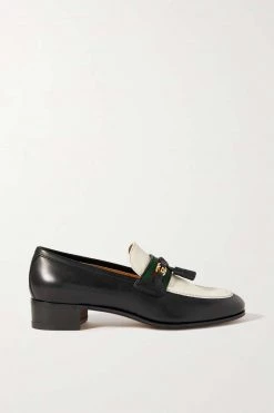 GUCCI Paride Loafers Aus Zweifarbigem Leder Mit Troddel ,Schwarz