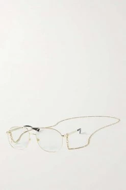 GUCCI EYEWEAR Goldfarbene Oversized-Pilotenbrille Mit Azetat