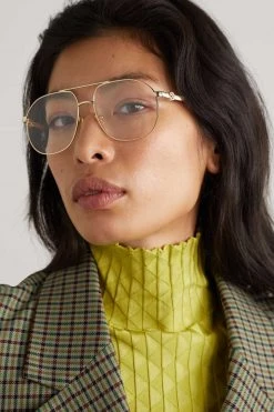 GUCCI EYEWEAR Goldfarbene Oversized-Pilotenbrille Mit Azetat -Gucci Verkäufe w920 q60 663