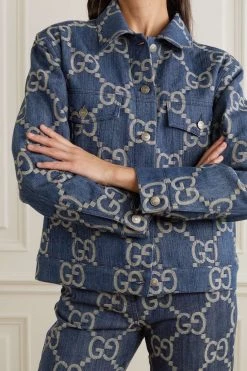 GUCCI Jumbo GG Jacke Aus Denim Mit Jacquard-Muster ,Blau -Gucci Verkäufe w920 q60 676