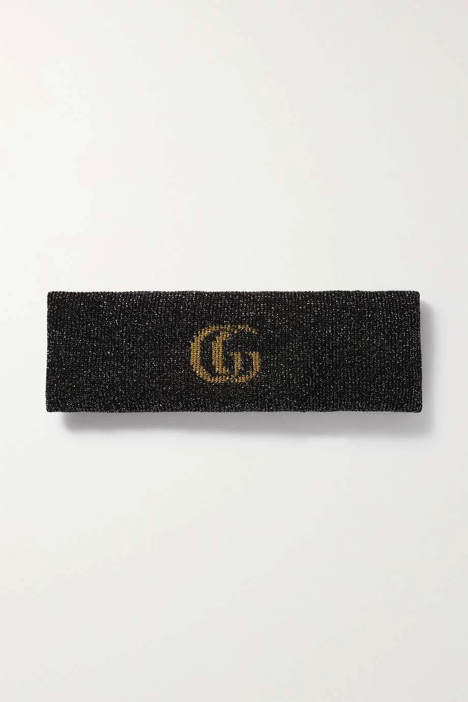 GUCCI Metallic-Stirnband Aus Jacquard-Strick ,Blau 1 GUCCI Metallic-Stirnband Aus Jacquard-Strick ,Blau