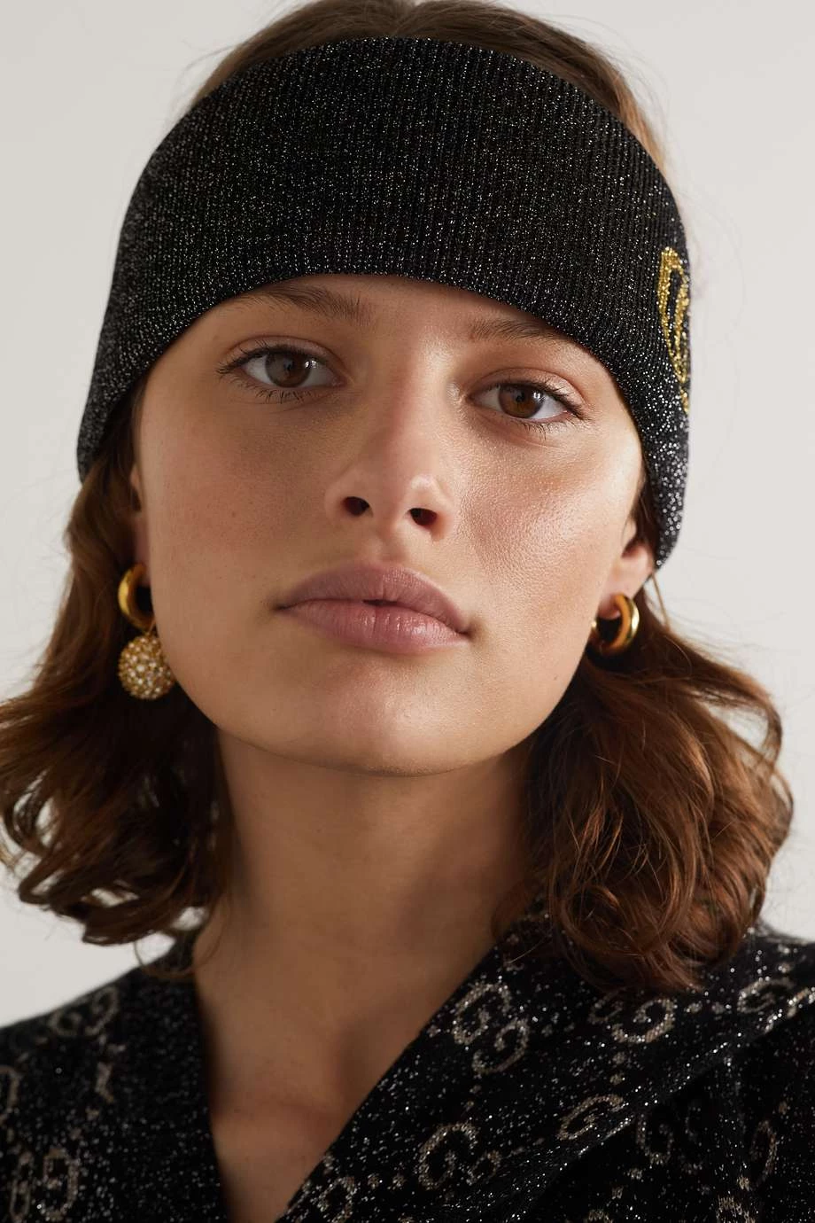 GUCCI Metallic-Stirnband Aus Jacquard-Strick ,Blau 4 GUCCI Metallic-Stirnband Aus Jacquard-Strick ,Blau – Bild 4