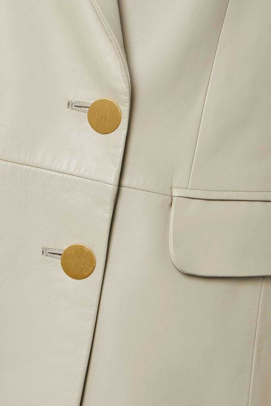 GUCCI Aria Doppelreihiger Blazer Aus Leder ,Grau 5 GUCCI Aria Doppelreihiger Blazer Aus Leder ,Grau – Bild 5