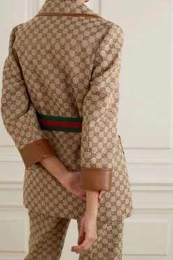 GUCCI Jacke Aus Canvas-Jacquard Aus Einer Baumwollmischung Mit Lederbesätzen Und Gürtel ,Camel 7 GUCCI Jacke Aus Canvas-Jacquard Aus Einer Baumwollmischung Mit Lederbesätzen Und Gürtel ,Camel -Gucci Verkäufe w920 q60 697
