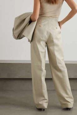 GUCCI Aria Hose Mit Weitem Bein Aus Leder Mit Falten ,Grau -Gucci Verkäufe w920 q60 703