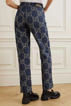 GUCCI Jumbo GG Hoch Sitzende Hose Mit Geradem Bein Aus Denim Mit Jacquard-Muster ,Blau -Gucci Verkäufe w920 q60 708
