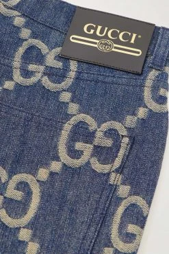 GUCCI Jumbo GG Hoch Sitzende Hose Mit Geradem Bein Aus Denim Mit Jacquard-Muster ,Blau -Gucci Verkäufe w920 q60 710