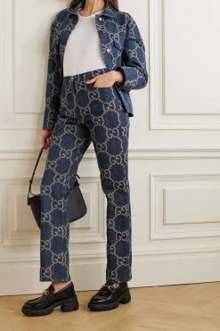 GUCCI Jumbo GG Hoch Sitzende Hose Mit Geradem Bein Aus Denim Mit Jacquard-Muster ,Blau -Gucci Verkäufe w920 q60 711