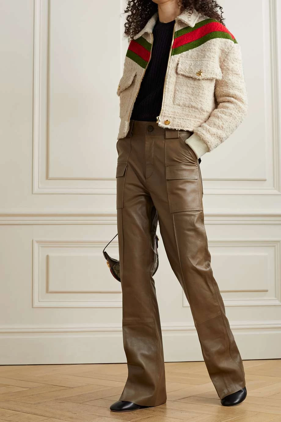 GUCCI Gestreifte Jacke Aus Bouclé Aus Einer Wollmischung ,Beige 2 GUCCI Gestreifte Jacke Aus Bouclé Aus Einer Wollmischung ,Beige – Bild 2