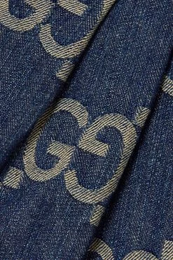 GUCCI Jumbo GG Shorts Aus Denim-Jacquard Mit Falten Und Lederbesätzen ,Blau -Gucci Verkäufe w920 q60 722