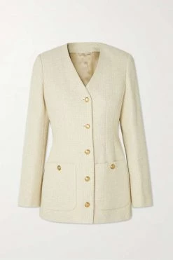 GUCCI Jacke Aus Tweed Aus Einer Baumwollmischung ,Weiß