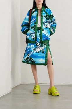 GUCCI Love Parade Rock Aus Bedrucktem Baumwoll-Canvas Mit Wickel-Effekt Und Satinbesatz ,Blau -Gucci Verkäufe w920 q60 74