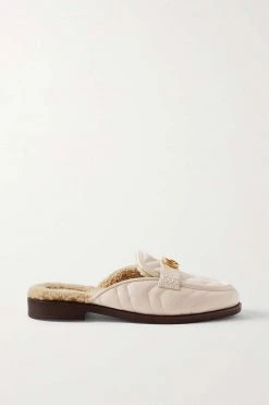 GUCCI Marmont Slippers Aus Gestepptem Leder Mit Shearling-Futter ,Wollweiß 9 GUCCI Marmont Slippers Aus Gestepptem Leder Mit Shearling-Futter ,Wollweiß -Gucci Verkäufe w920 q60 748