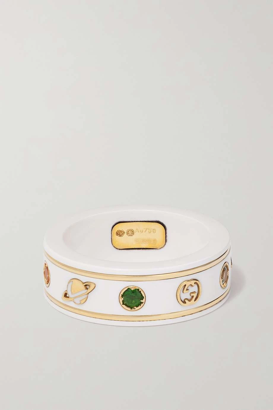 GUCCI Icon Ring Aus 18 Karat Gold Mit Emaille Und Topasen 3 GUCCI Icon Ring Aus 18 Karat Gold Mit Emaille Und Topasen – Bild 3