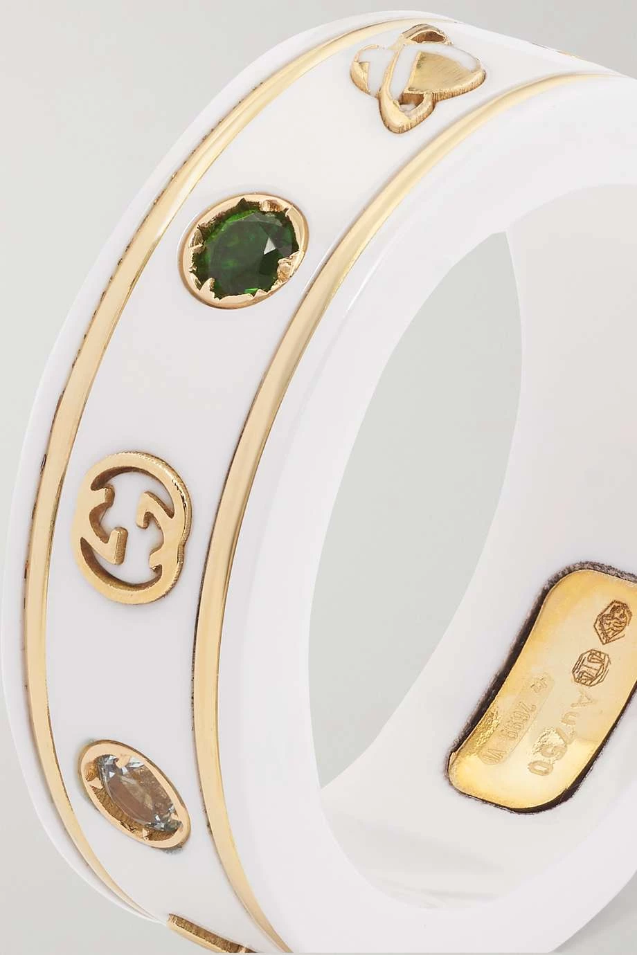 GUCCI Icon Ring Aus 18 Karat Gold Mit Emaille Und Topasen 4 GUCCI Icon Ring Aus 18 Karat Gold Mit Emaille Und Topasen – Bild 4