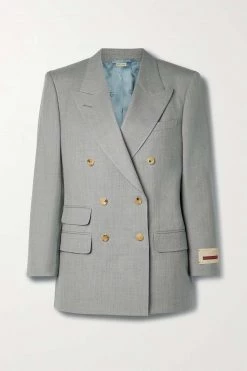 GUCCI Aria Doppelreihiger Blazer Aus Wolle ,Hellgrau