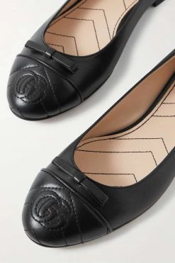 GUCCI Marmont Ballerinas Aus Gestepptem Leder Mit Logostickerei ,Schwarz -Gucci Verkäufe w920 q60 778